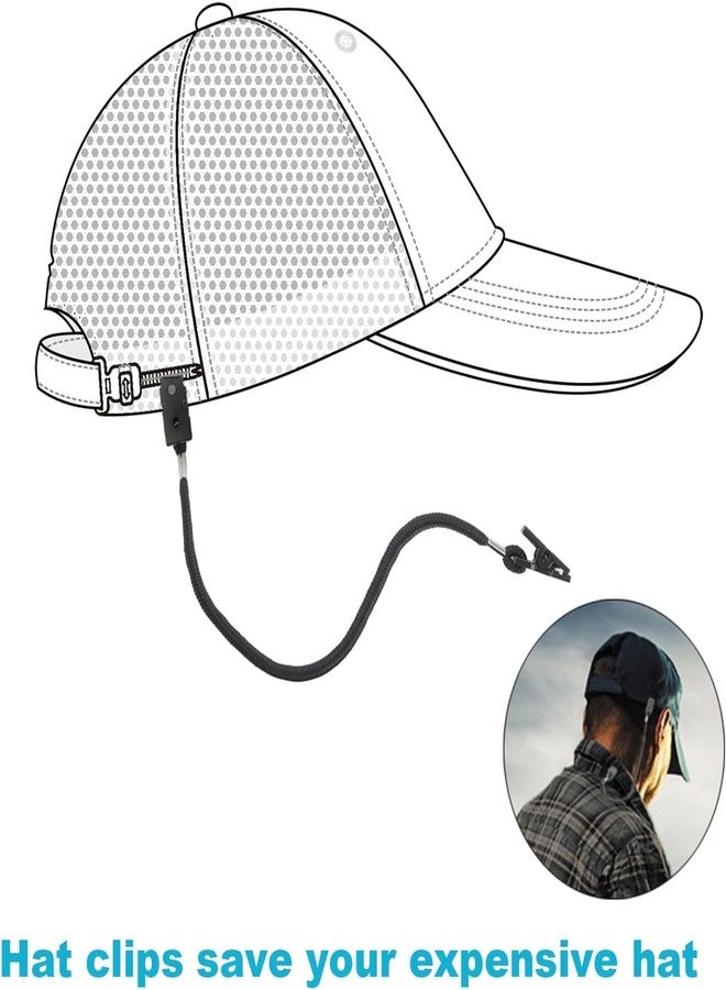 Omnful Hat Strap for Travel - Hat Holder for Travel, Cap Clip Retainer for Sun Hat, Baseball Caps, Fishing Hats, Luggage Hat Clip with Snap Backs - 12 inch, 3pcs Black - Image 2